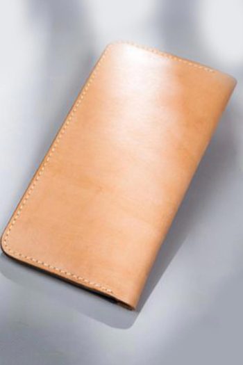 Imported genuine long leather wallet in nude with letter A decorative painting in Pakistan.