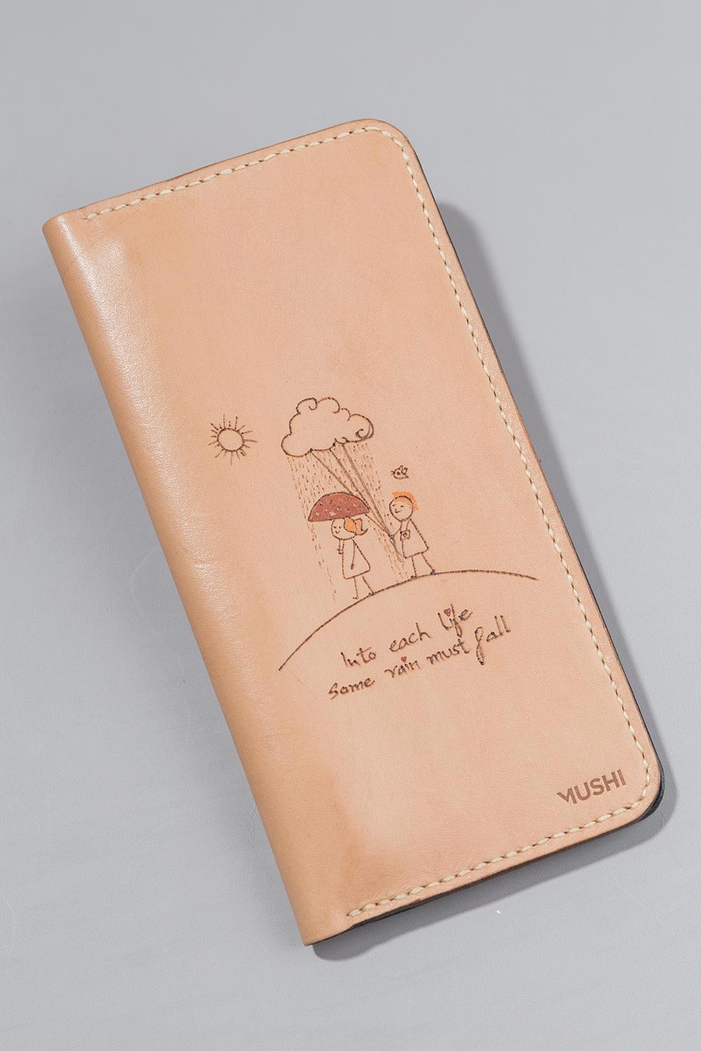Imported genuine long leather wallet in nude with couple painting in Pakistan