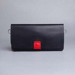 Carry-On-Wallet-Shade-Five-Image Carry on leather wallet with shoulder strap in black in Pakistan.