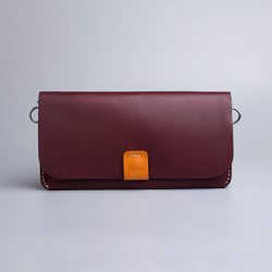 Carry-On-Wallet-Shade-Two-Image Carry on leather wallet with shoulder strap in burgundy in Pakistan.