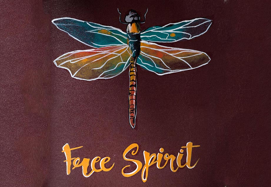 Imported genuine long leather wallet in burgundy with dragonfly painting in Pakistan.