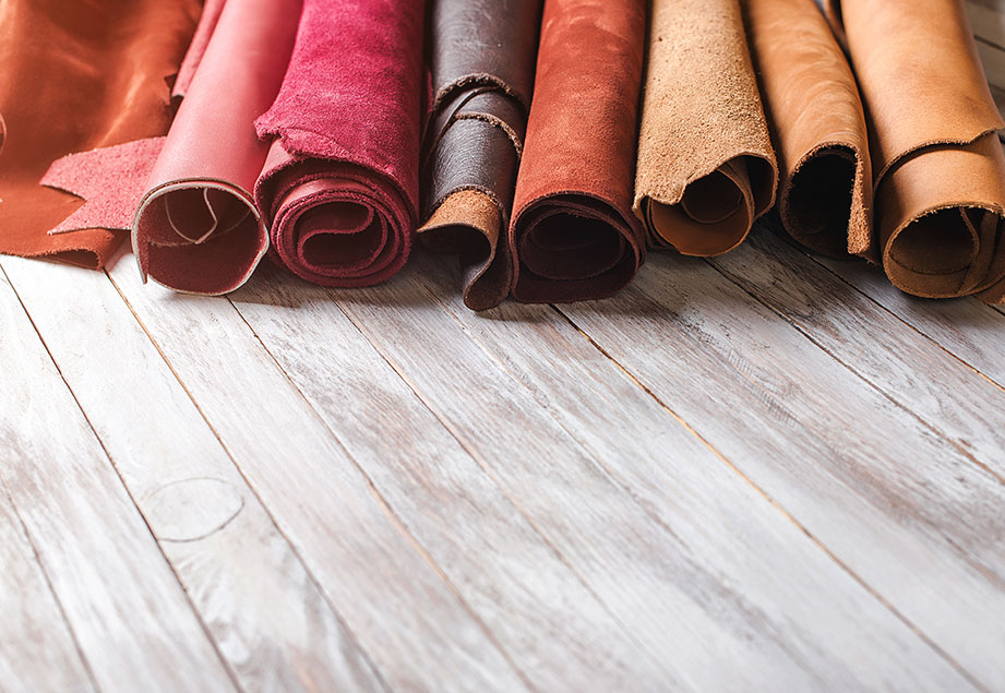 Calfskin colour swatches of leather for shade variation