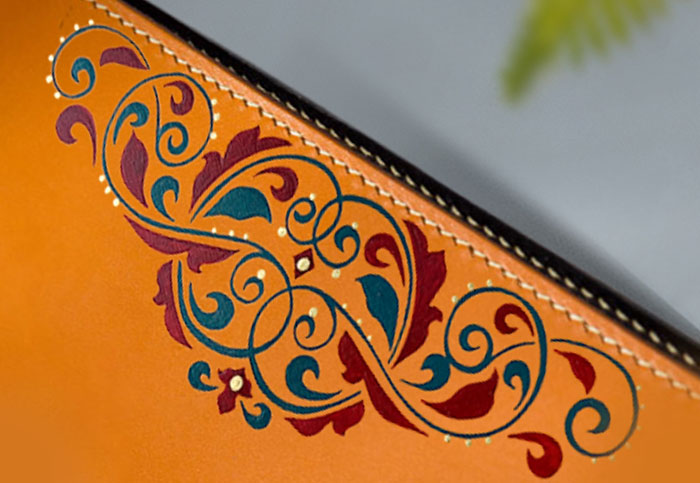 Genuine leather orange wallet by MUSHI