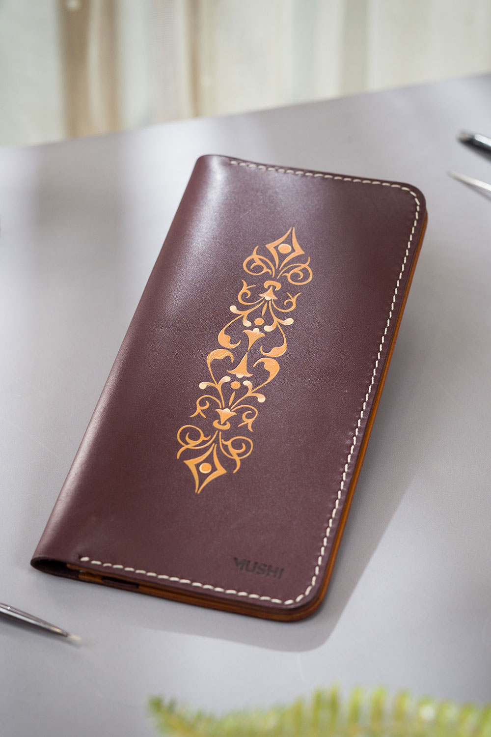 Wallet for ladies ART (BURGUNDY) Heirloom, handcrafted, cultural