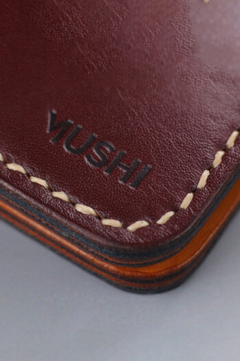 Traditional ART on burgundy Wallet Prepared By MUSHI