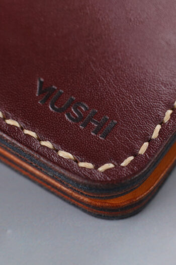 Traditional ART on burgundy Wallet Prepared By MUSHI