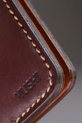 Traditional ART on burgundy Wallet Prepared By MUSHI