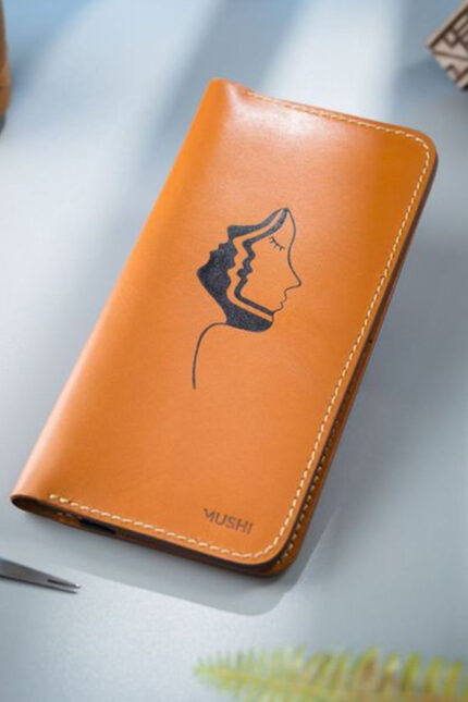 Long Leather Orange Dual Face Art Wallets Prepared By MUSHI