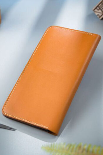 Leather Long Orange ART Wallets Prepared By MUSHI