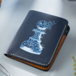 Genuine Full Grain Navy blue Leather Wallet Prepared By MUSHI