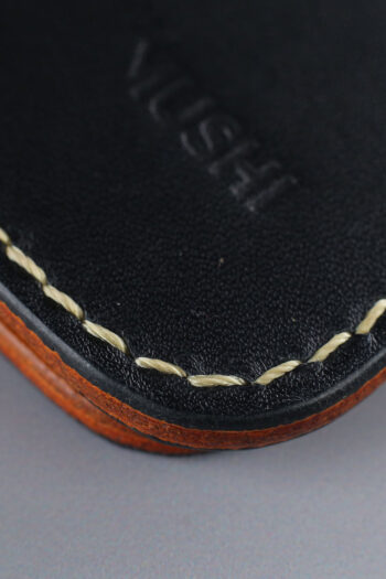 Genuine Leather Black Wallets stitched by hands by MUSHI
