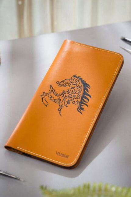 Orange leather fading Horse Art wallet by MUSHI