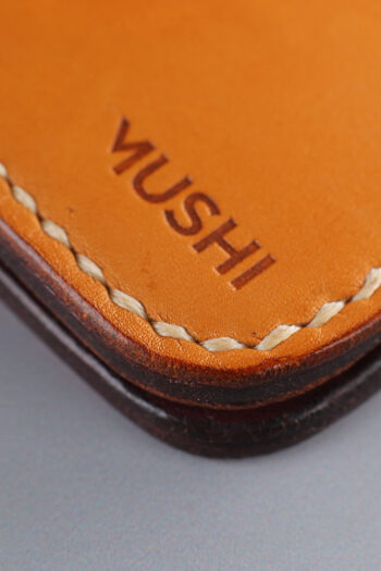 Leather Long Classy orange Wallets stitched by hands by MUSHI