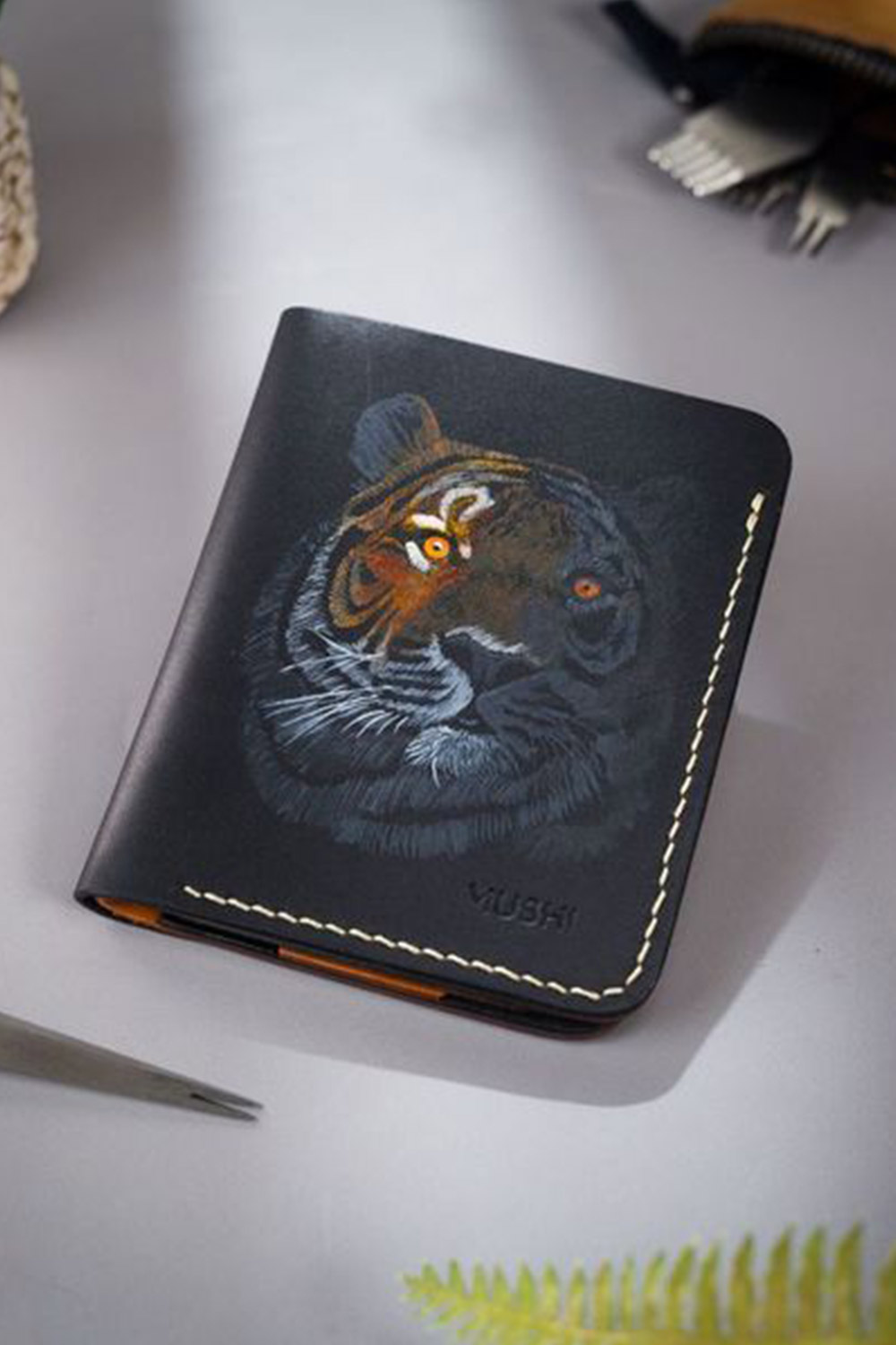 Superior Tiger Art on MUSHI Wallet Genuine Leather Tiger Art Wallet Prepared By MUSHI