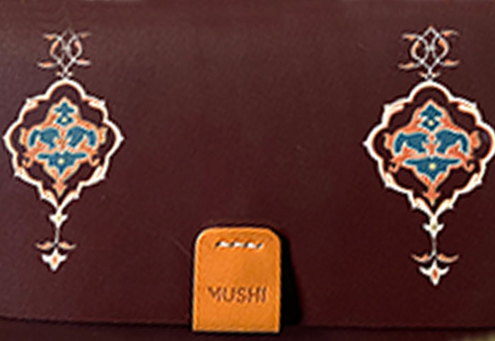 Turkish Art Black leather purse with handmade art for women by MUSHI
