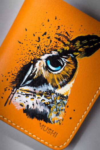 Genuine Full Grain orange Leather Wallet Prepared By MUSHI