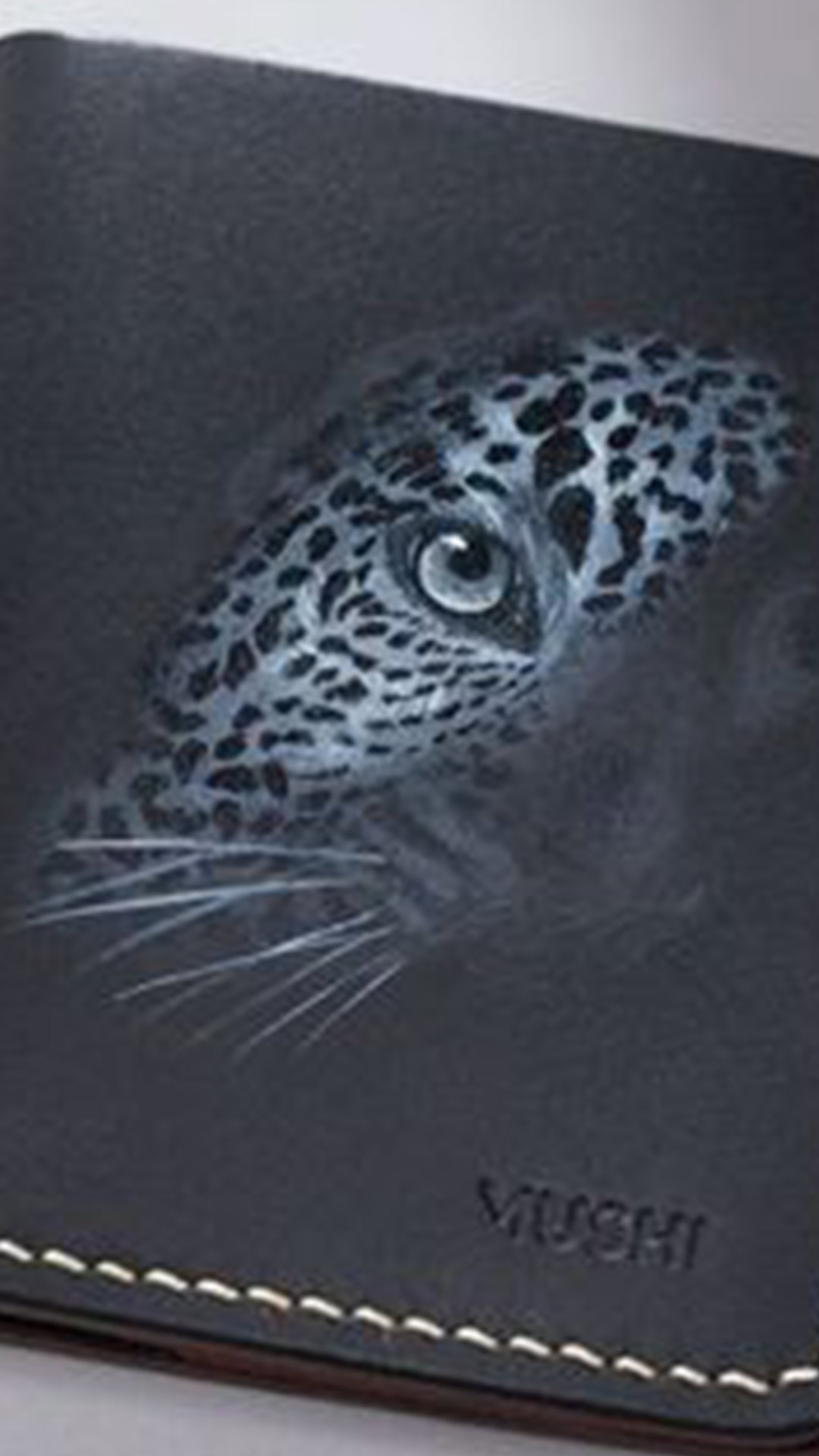 Black Tiger Art on MUSHI Wallet Genuine Compact Full Grain Black Leather Wallet Prepared By MUSHI