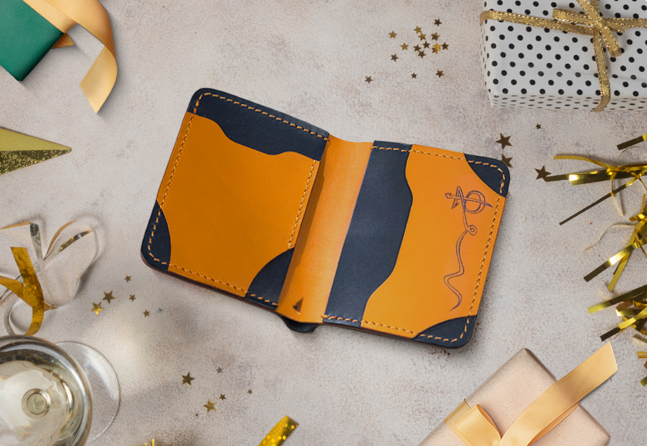 Leather Genuine Wallet with Wax Thread stitching by Hands