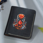 Deadpool wallet hand-painted leather design by MUSHI