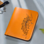 Lion leather wallet hand-painted with abstract lion artwork by MUSHI