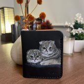 Two Scottish Fold Cats - Hand Painted on MUSHI Wallet